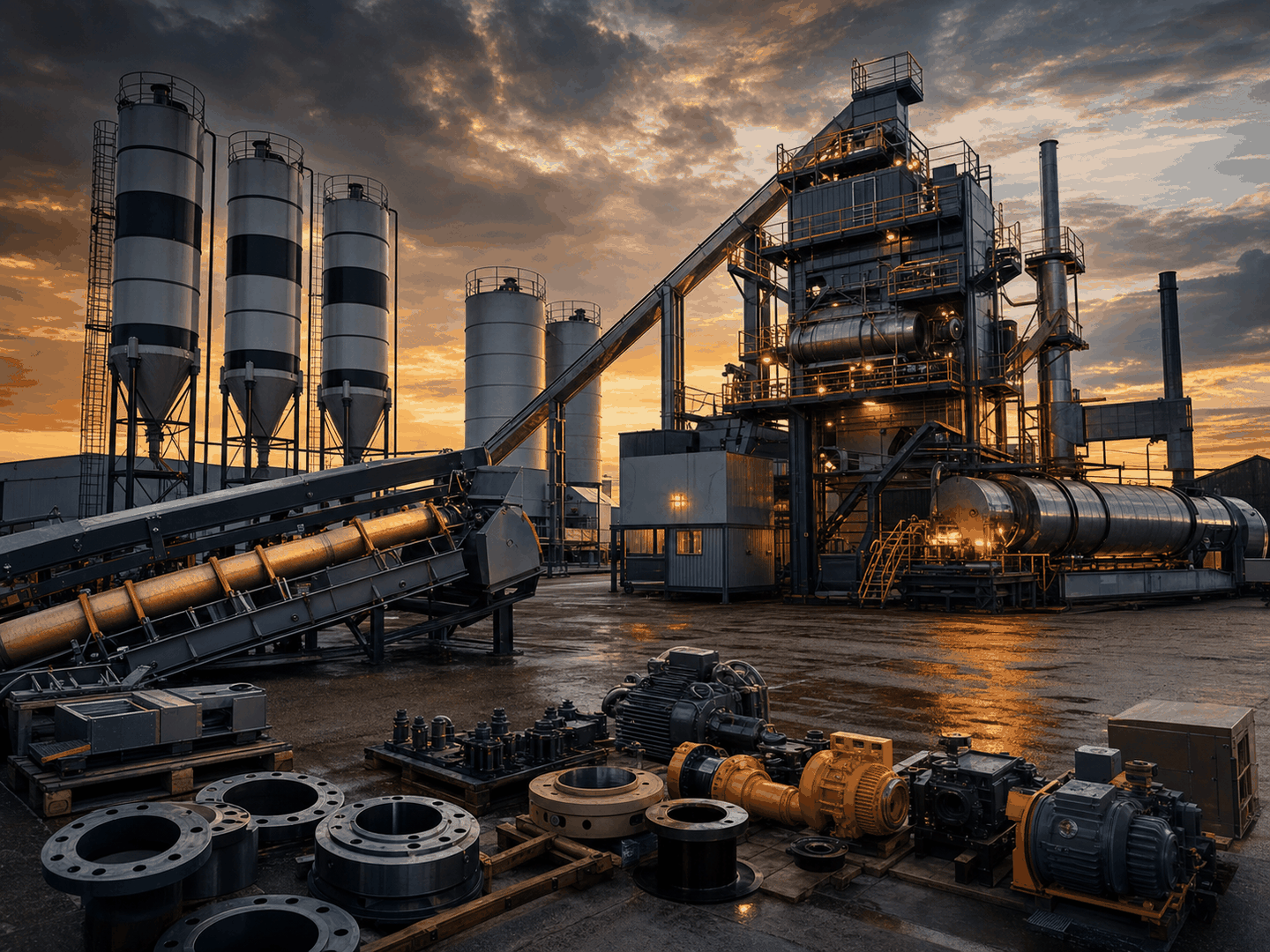 Asphalt and concrete batching plant
