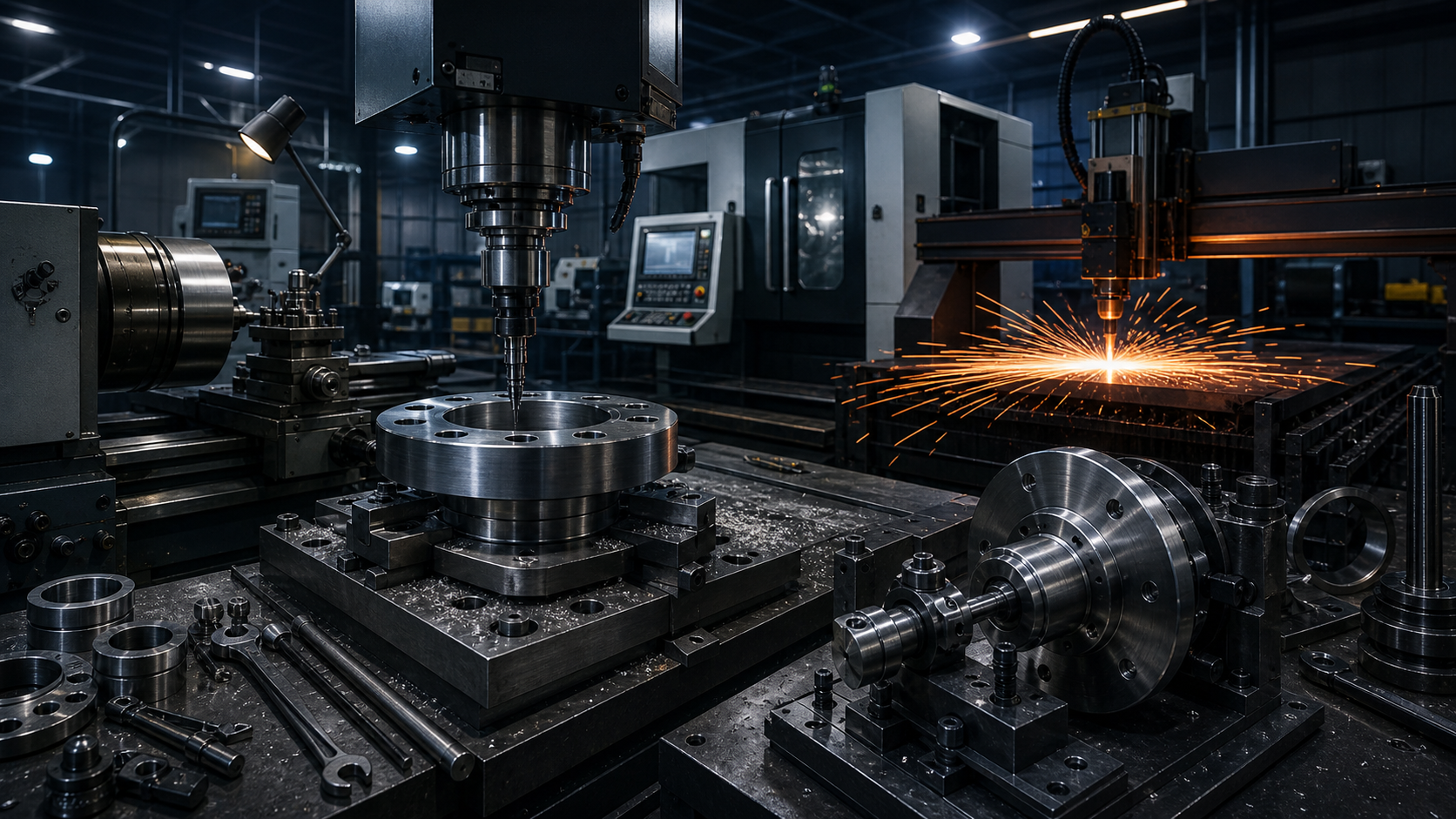 CNC machining and laser cutting workshop